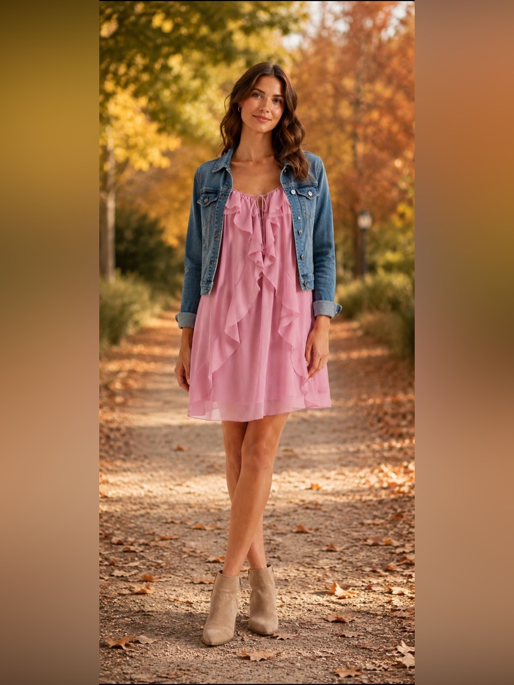 Wilfred Pink Ruffle Spaghetti Strap Camisole Dress